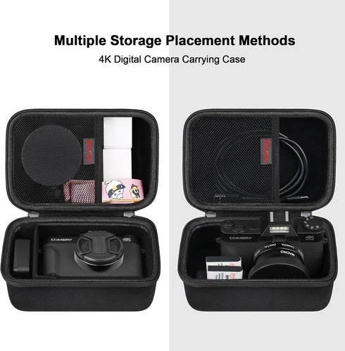 4K Digital Camera Carrying Case for Femivo/VETEK/IWEUKJLO 4K 48MP Vlogging Camera, Travel Compact Storage Cover