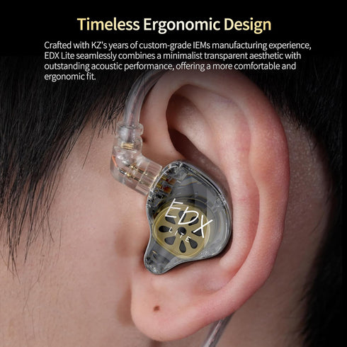 KZ EDX Lite in-ear Headphones, HiFi Earphones with Detachable Cable, Audiphiles ‘in-ear Monitor (Transparent)
