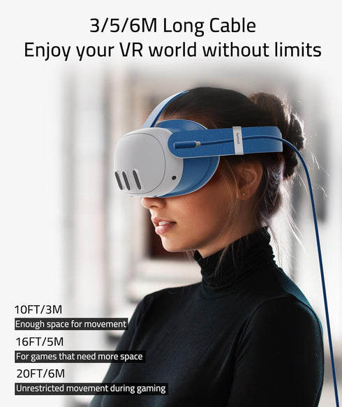 Syntech 16 FT Link Cable for Meta/Oculus Quest 3, Quest 2/Pro/Pico4, USB 3.0 to USB C for VR Headset