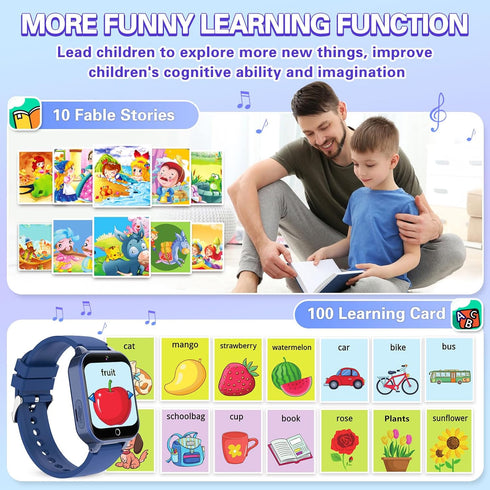 Vakzovy 39 MP3 5-12 Smart Watch for Kids with Puzzle Games HD Camera Player Audiobook Video Pedometer Habit Tracking