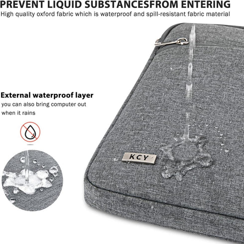 KCY Waterproof Laptop Sleeve Case 15.6 16 Inch | Shockproof Cover Bag for MacBook Pro, Surface, Dell XPS, HP (Grey)