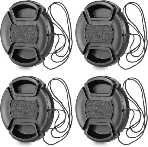 ChromLives 58mm Lens Cap with Lens Cap Leash Hole Bundle for Nikon Canon DSLR Cameras - 4 Pack