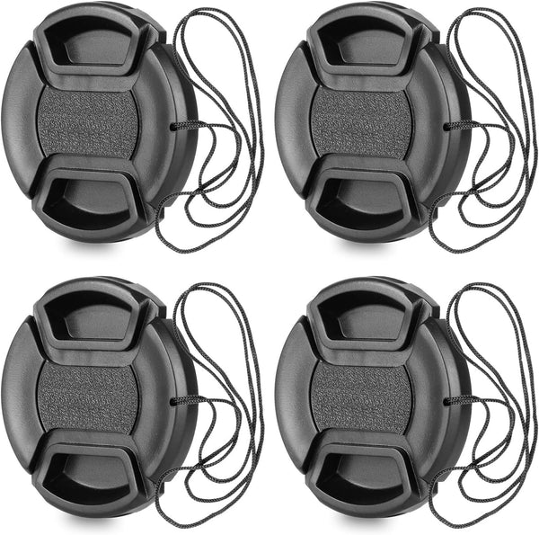ChromLives 58mm Lens Cap with Lens Cap Leash Hole Bundle for Nikon Canon DSLR Cameras - 4 Pack