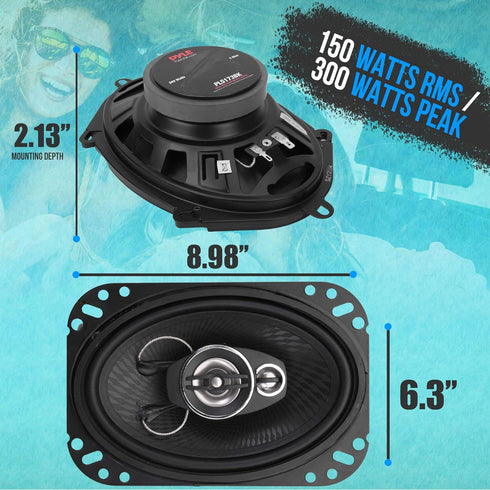 Pyle 3-Way Universal Car Stereo Speakers, 300W 5”x7” Triaxial Loud Pro Audio Speaker Pair