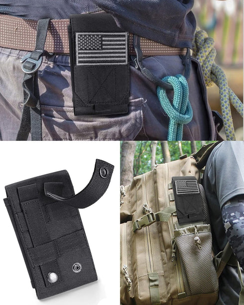 Black Tactical Molle CellPhone Pouch Case, Heavy Duty Waterproof Holster Bag for iPhone 11 12 13 Pro Max Samsung S22