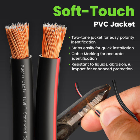 GEARit 10 Gauge Speaker Wire, 100 Feet, Copper Clad Aluminum for Stereo, Surround Sound, Home Theater (Black)