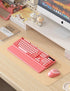 Wireless Keyboard and Mouse Combo, Cute Typewriter Keyboard with Detachable Wrist Rest, Retro Round Keycaps