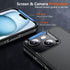 Mysterious Black iPhone 15 Case: Shockproof, 15 FT Military Grade Drop Protection, plus 2X Tempered Glass Screen