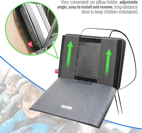 DVD Player Headrest Mount Holder for Portable DVD Player, Car Back Seat Holder for 7 inch to 12 inch - Black