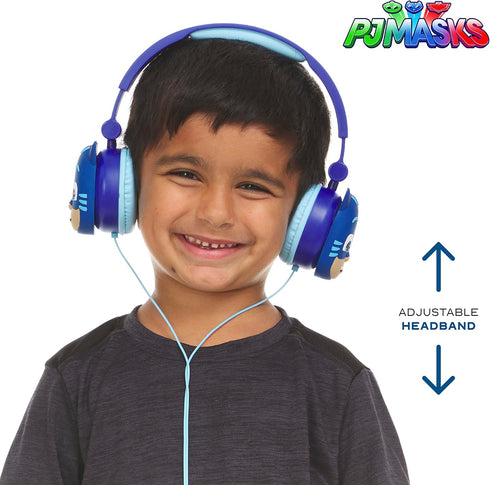 PJ Masks Kids Over-Ear Headphones - Adjustable Headband, Stereo Sound, Volume Control, Tangle-Free Cable, 3.5mm Jack.