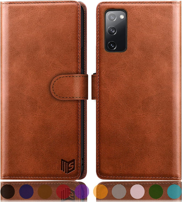 SUANPOT Leather Wallet Case for Samsung Galaxy S20 FE, RFID Blocking Credit Card Holder, Flip Folio Cover