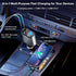 Retractable Car Charger, 60W Fast Charge with 1x Retractable Cable, 1x Type-C Cable, 2X USB Ports for iPhone Galaxy