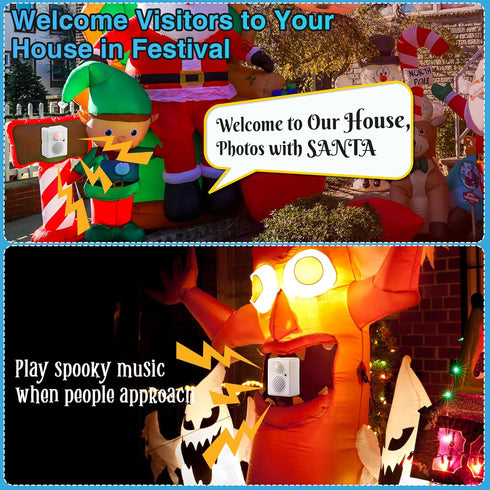 Enhon Motion Activated Sound Voice Player with USB Cable, Battery Powered Motion Sensor Alarm for Custom Audio Files