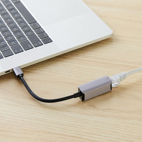 Amazon Basics Aluminum USB 3.1 Type-C to RJ45 Gigabit Ethernet Adapter, Grey, 2.07 x 0.81 x 0.6 inches