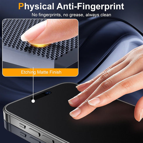 iPhone 15 Pro Max 6.7" Matte Glass Screen Protector 2 Pack, 9H Tempered, Anti-Glare, Easy Install, Dynamic Island