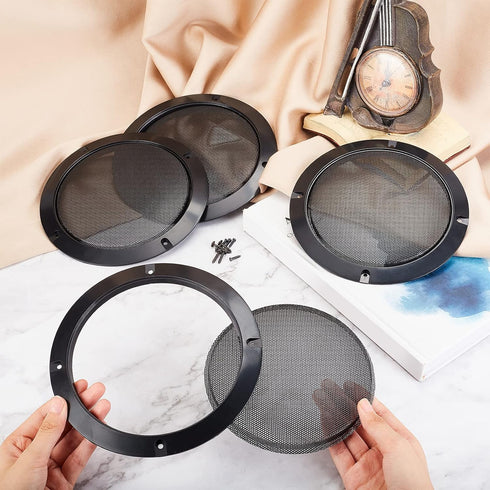 OLYCRAFT 4 Set Audio Speaker Cover Mesh, 6.5 Inch Flat Round Speaker Grill Decorative Circle with Screws