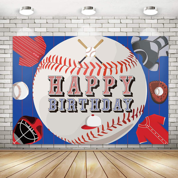 Baseball Sports Theme Party Decorations, Happy Birthday Backdrop Banner for Kids Teenagers, 71 x 49 inch