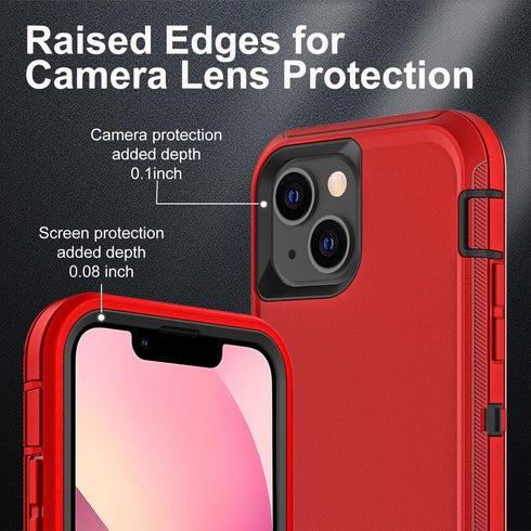 for iPhone 13 Mini Case, Military Grade 3 in 1 Heavy Duty Shockproof Case with 2Pcs Tempered Glass Screen Protector