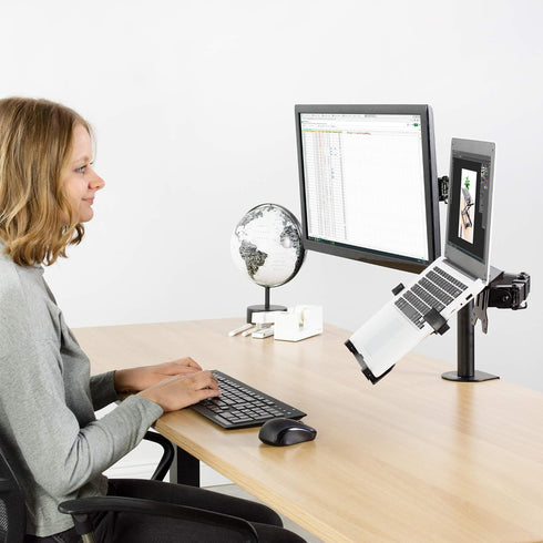 VIVO Universal Adjustable Laptop Mount Holder - Fits 10 to 15.6 inch VESA Compatible Monitor Arms, Notebook Tray