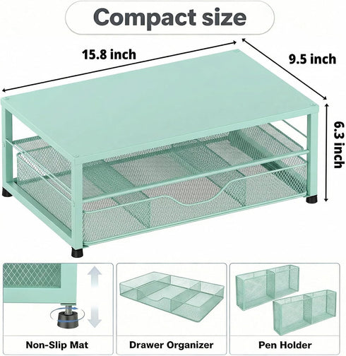 2 LEKETREE Tier Monitor Stand, Computer Monitor Riser, Office Desk Accessories, Desk Organizer Desk Shelf Printer