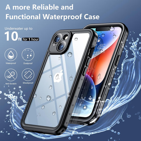 SPIDERCASE iPhone 14 Waterproof Case, Built-in Lens & Screen Protector, Heavy Duty Protection, 12FT Military -