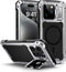 Lanhiem Metal Case for iPhone 15 Pro Max, Built-in Camera Kickstand & Glass Screen Protector, Heavy Duty Rugged Cover