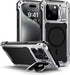 Lanhiem Metal Case for iPhone 15 Pro Max, Built-in Camera Kickstand & Glass Screen Protector, Heavy Duty Rugged Cover