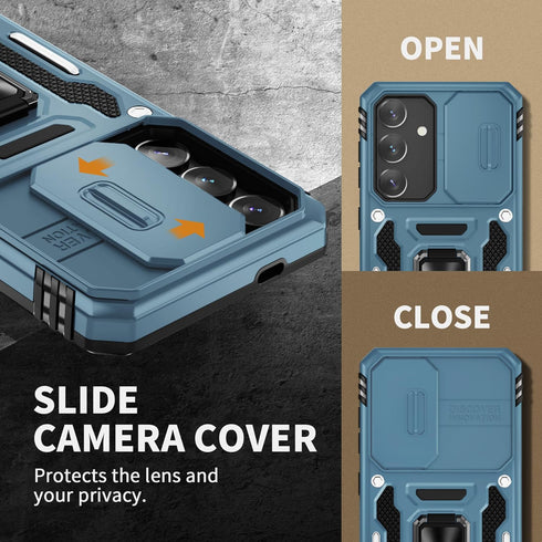 WRJ Case for Galaxy S24 with Slide Camera Cover, Screen Protector, Military Grade Protection - Sky Blue