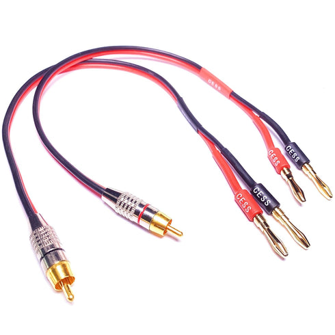CESS-024-3f Banana Plug to RCA Cable, Phono Banana Speaker Cable, 2 Channels (14AWG, 3 Feet)