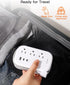BESHON Flat Plug Power Strip with 3 Outlets and 3 USB Ports (2 USB C), 3.2ft Wrapped Extension Cord for Travel
