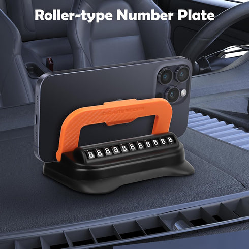 SINOTATO 360 Car Dashboard Phone Holder Rotatable Non-Slip Silicone Pad Car Phone Mount with Parking Number Plate Fit