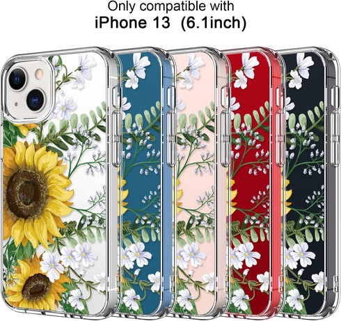 ICEDIO iPhone 13 Case with Screen Protector, Slim Fit Crystal Clear Cover with Fashionable Designs for Women