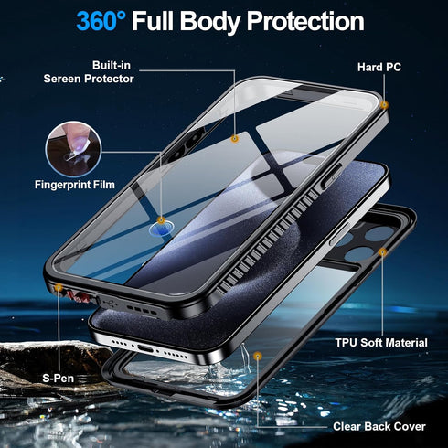 MOZOTER Waterproof Case for iPhone 15 Pro Max, IPX8 Underwater, Full Body Shockproof, Built-in Screen Protector, 6.7
