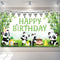 Cartoon Panda Birthday Decorations, Panda Backdrop for Party Supplies, Green Bamboo Background for Kids Birthday Party