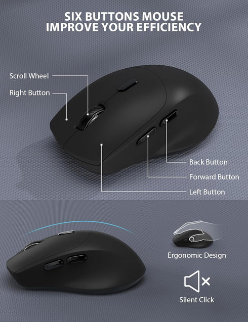 Wireless Keyboard and Mouse Combo - Trueque Ergonomic Full-Sized Keyboard with Wrist Rest, Phone Holder, Silent 2.4GHz