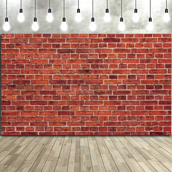 Red Brick Wall Party Backdrop, Large Fabric Photo Background for Baby Shower Birthday Party Decoration
