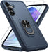 Janmitta Heavy Duty Case for Samsung Galaxy A35 5G, 2024 Navy Blue, with Tempered Glass Protector & Rotatable Kickstand.