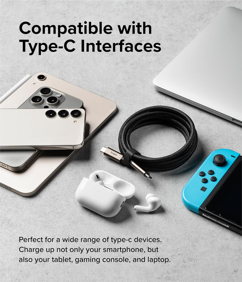 Ringke USB 3.2 Gen 2x2 USB-C Cable (2.0M / 6.56 FT) USB C to USB C 240W Fast Charging Cable, 20Gbps Data Transfer Speed