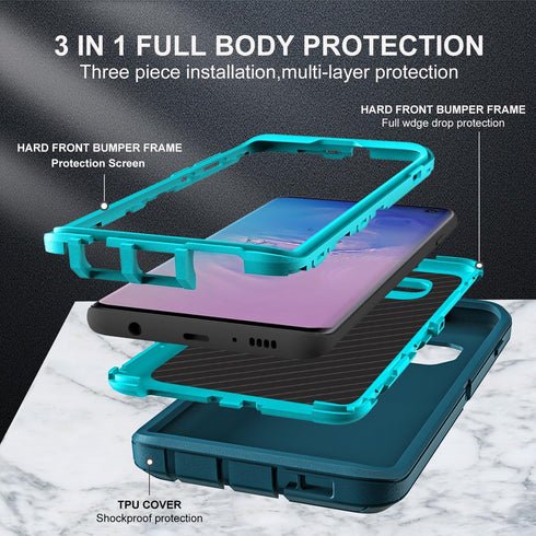 Samsung Galaxy S10 Case with 2Pcs Self Healing TPU Screen Protector & Camera Lens Protector (Blue/Turquoise)