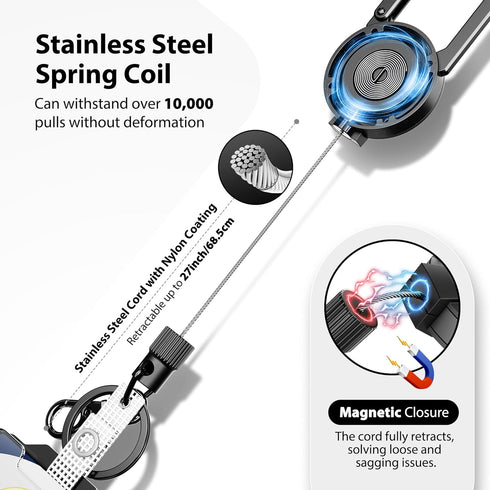 DINALLE Cell Phone Lanyard Anti-Theft Phone Tether - Retractable Steel Line, Locking Magnetic Closure, Universal Anchor