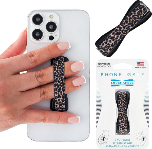 LOVEHANDLE Universal Grip for Smartphone and Mini Tablet, Leopard Design with Elastic Strap