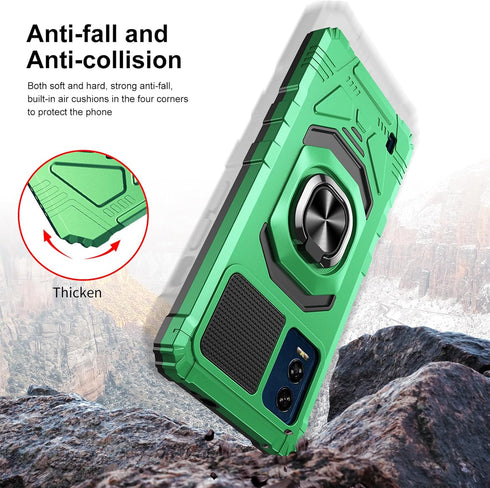 Ailiber Heavy Duty Phone Case for BLU View Speed B1550VL, with Screen Protector & Ring Kickstand, Green.