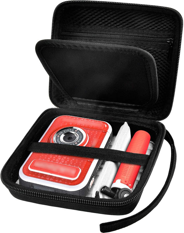 Kid Toy Camera Case for VTech Kidizoom Creator Cam, Hard Travel Storage with Accessories Pocket (Black)
