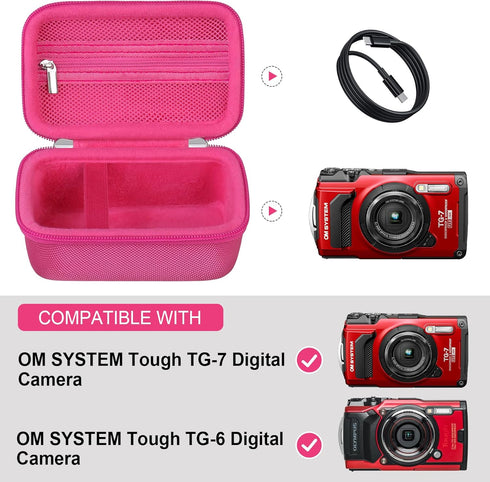 Hard Carrying Case for Olympus Tough TG-7/TG-6 Shockproof and Waterproof Digital Camera, Travel Case with Zipper Mesh