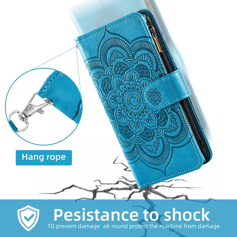 Asuwish Wallet Case for Motorola Moto G 5G 2022 - Blue Flower Leather Flip with Tempered Glass Screen Protector,