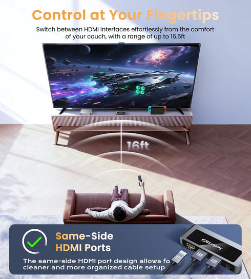 avedio links 8K 2.1 4K@120Hz 8K@60Hz, 2 1 2 1 PS5 HDMI Switch Bi-Directional in Out HDMI Switcher with Remote, Aluminum