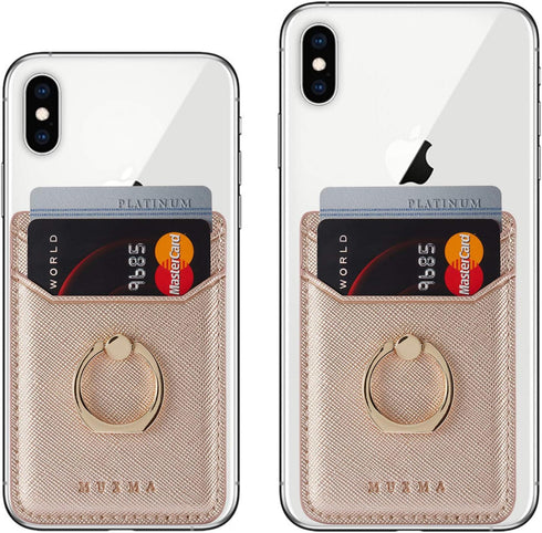 BIAJIYA Cell Phone Card Holder RFID Ring Stand Stick on Wallet for Back of Phone for iPhone, Android, All Smartphones