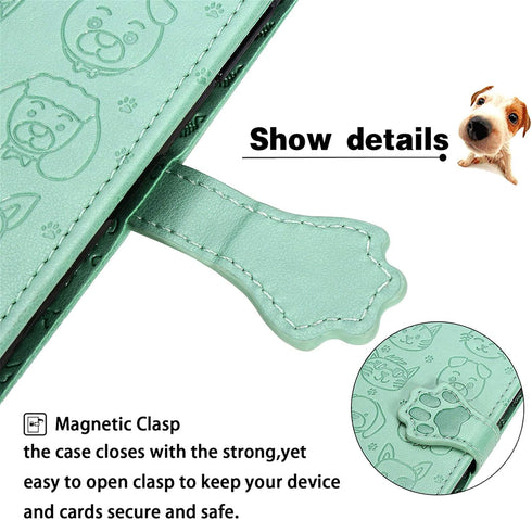 CCSmall Cartoon Cute Wallet Case for Samsung Galaxy S22, Cat Dog Style Flip Cover with ID Card Holder, PU Leather MG