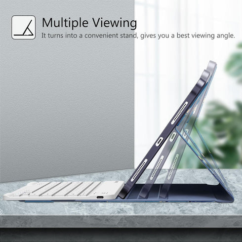 Fintie Keyboard Case for iPad Air 11-inch M2 (2024) - Ocean Marble Soft TPU Back Cover with Magnetically Detachable