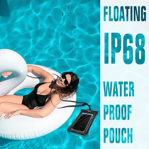 NEPHI IP68 Waterproof Phone Pouch 2 Pack-Up to 7.0",Adjustable Neck Lanyard Floating Waterproof Phone Case for iPhone,Phone Dry Bags for Vacation Beach Pool Travel Essentials(Black+White)